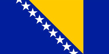 Bosna-Hersek bayrağı, resmi renkler ve oranlar. Vektör illüstrasyonu.