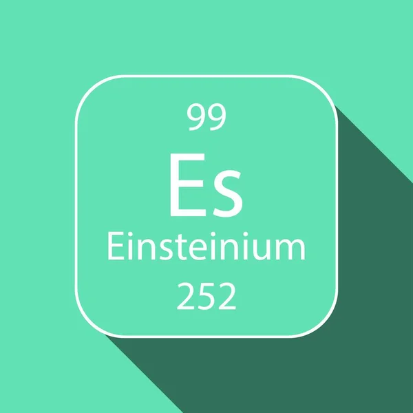 Einsteinium Symbol Long Shadow Design Chemical Element Periodic Table Vector — Stock Vector