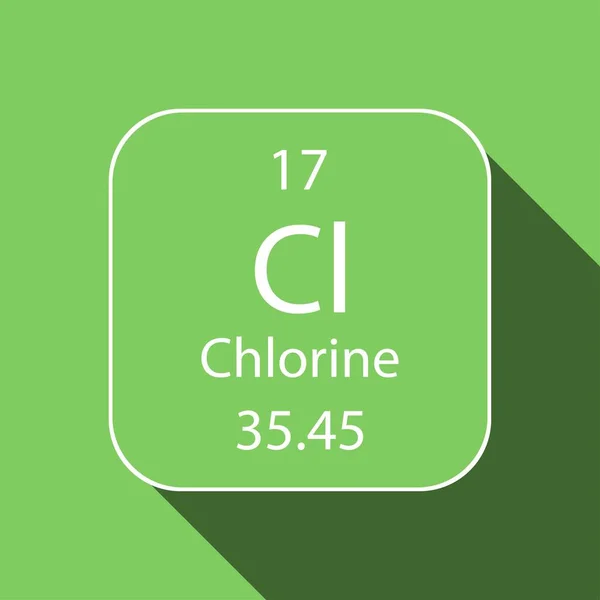 Chlorine Symbol Long Shadow Design Chemical Element Periodic Table Vector — Stock Vector