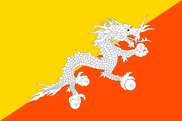 Bhútánská Vlajka Oficiální Barvy Proporce Vektorová Ilustrace — Stockový vektor