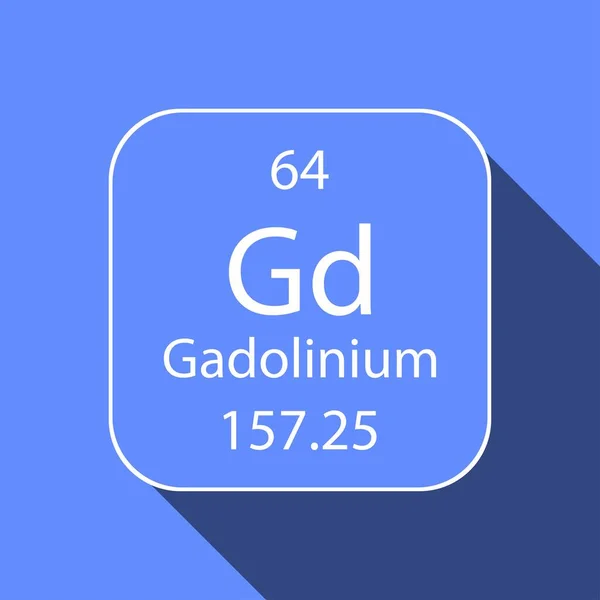 Symbole Gadolinium Avec Une Longue Conception Ombre Élément Chimique Tableau — Image vectorielle