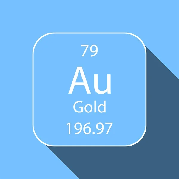 Złoty Symbol Długim Wzorem Cienia Element Chemiczny Układu Okresowego Ilustracja — Wektor stockowy