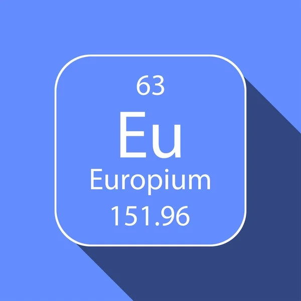 具有长阴影图案的欧元符号 周期表的化学元素 矢量说明 — 图库矢量图片