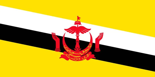 Flaga Brunei Oficjalne Kolory Proporcje Ilustracja Wektora — Wektor stockowy