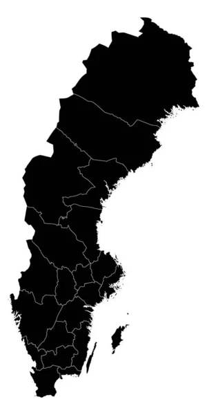 Σουηδικός Χάρτης Επαρχίες Εικονογράφηση Διανύσματος — Διανυσματικό Αρχείο
