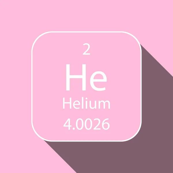 Symbole Hélium Avec Une Longue Ombre Élément Chimique Tableau Périodique — Image vectorielle