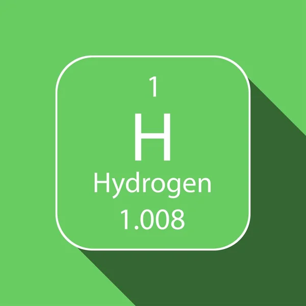 Símbolo Hidrogénio Com Design Sombra Longa Elemento Químico Tabela Periódica — Vetor de Stock