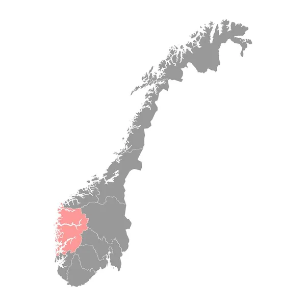 Mapa Condado Vestland Região Administrativa Noruega Ilustração Vetorial —  Vetores de Stock