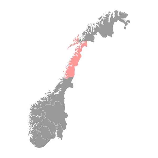 Nordland County Map Správní Oblast Norska Vektorová Ilustrace — Stockový vektor