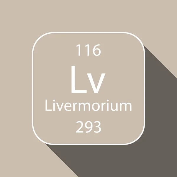 Symbol Livermoria Dlouhým Stínovým Designem Chemický Prvek Periodické Tabulky Vektorová — Stockový vektor