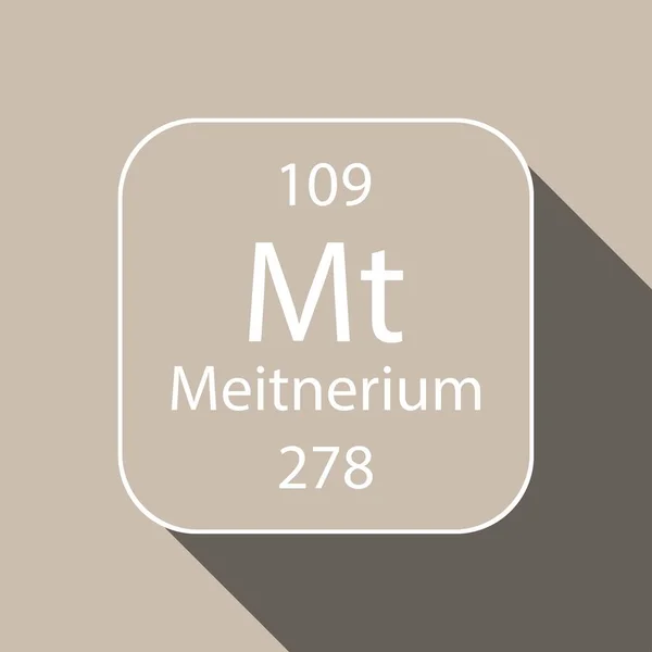 Símbolo Meitnerium Con Diseño Sombra Larga Elemento Químico Tabla Periódica — Vector de stock