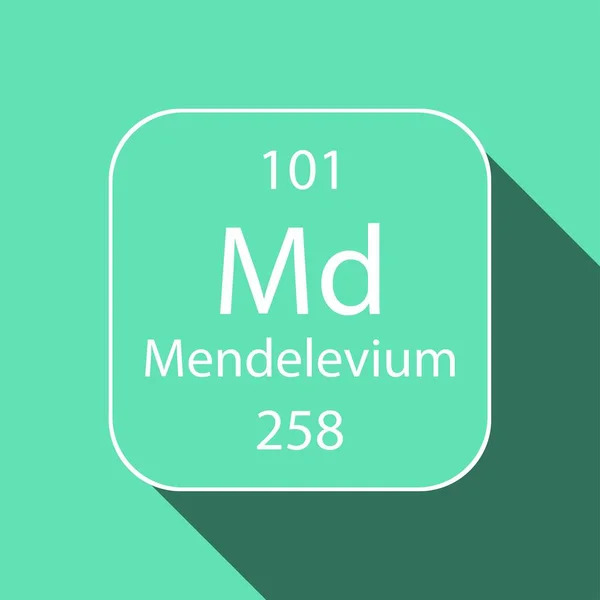 Символ Менделевия Длинным Теневым Дизайном Химический Элемент Периодической Таблицы Векторная — стоковый вектор