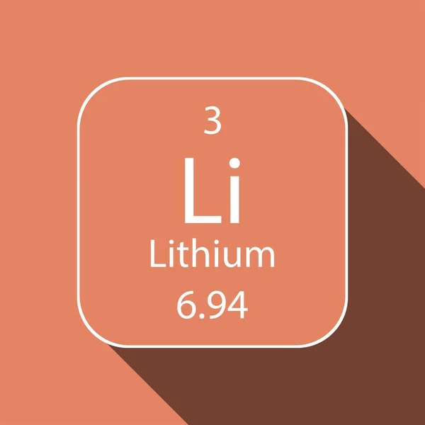 Lityum Sembolü Uzun Gölge Tasarımı Periyodik Tablonun Kimyasal Elementi Vektör — Stok Vektör