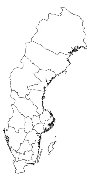 Карта Швеции Провинциями Векторная Иллюстрация — стоковый вектор
