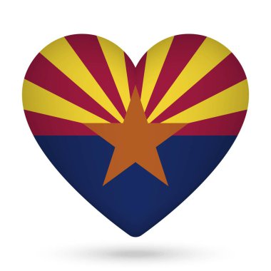 Kalp şeklinde Arizona bayrağı. Vektör illüstrasyonu.