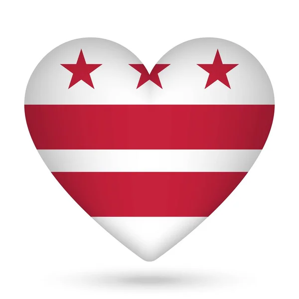 District Columbia Flag Heart Shape Vector Illustration — Stock Vector