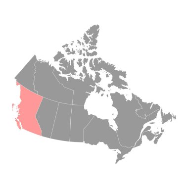 British Columbia haritası, Kanada eyaleti. Vektör illüstrasyonu.