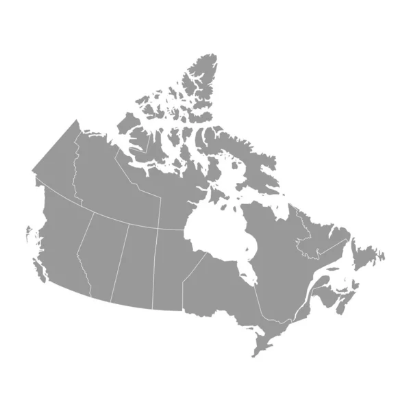 Canada Mappa Grigia Con Province Illustrazione Vettoriale — Vettoriale Stock