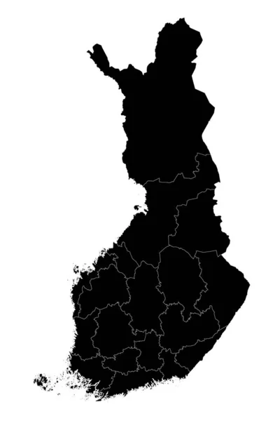 Φινλανδία Χάρτης Τις Περιφέρειες Εικονογράφηση Διανύσματος — Διανυσματικό Αρχείο