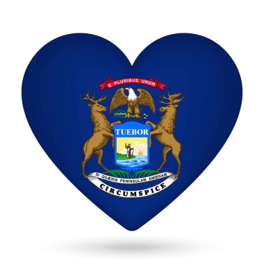 Michigan bayrağı kalp şeklinde. Vektör illüstrasyonu.