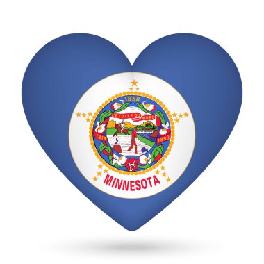 Minnesota bayrağı kalp şeklinde. Vektör illüstrasyonu.