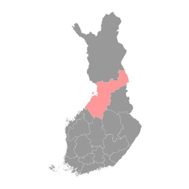 Kuzey Ostrobothnia haritası, Finlandiya bölgesi. Vektör illüstrasyonu.