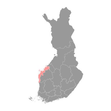 Ostrobothnia haritası, Finlandiya bölgesi. Vektör illüstrasyonu.