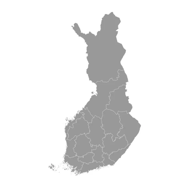 Φινλανδία Γκρίζος Χάρτης Περιοχές Εικονογράφηση Διανύσματος — Διανυσματικό Αρχείο
