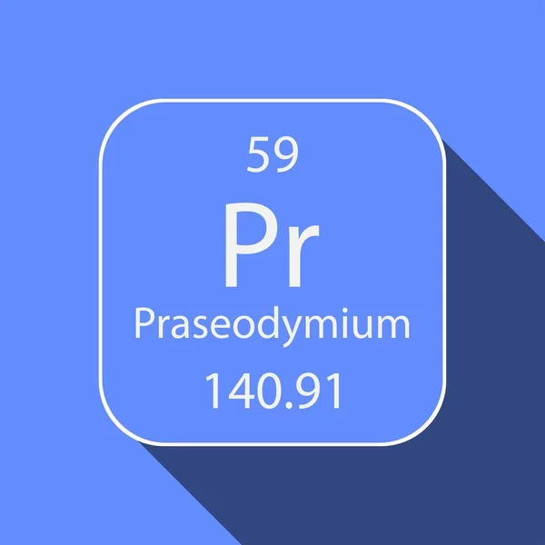 Praseodymium Symbool Met Lange Schaduw Design Chemisch Element Van Het — Stockvector