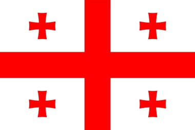 Georgia bayrağı, resmi renkler ve orantı. Vektör illüstrasyonu.