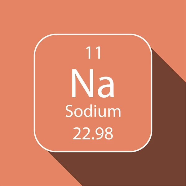 Symbole Sodium Avec Une Longue Ombre Élément Chimique Tableau Périodique — Image vectorielle
