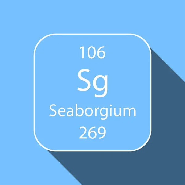 Символ Seaborgium Довгим Дизайном Тіней Хімічний Елемент Періодичної Таблиці Векторні — стоковий вектор