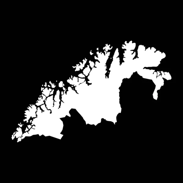 Mapa Powiatu Troms Finnmark Region Administracyjny Norwegii Ilustracja Wektora — Wektor stockowy