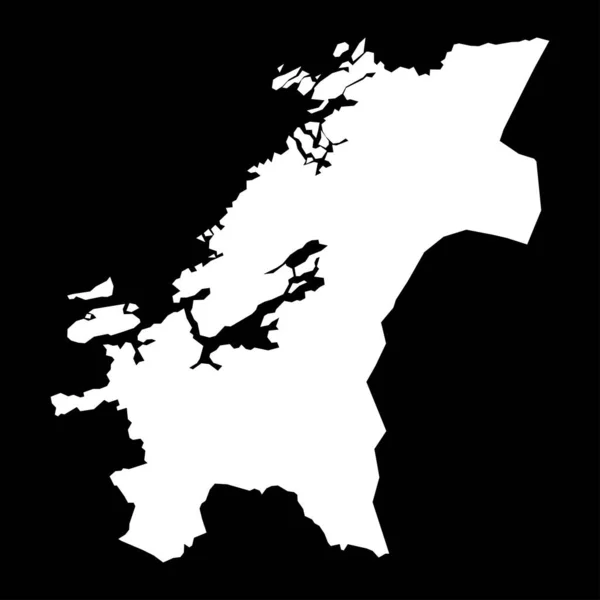 Karte Des Kreises Trondelag Verwaltungsregion Von Norwegen Vektorillustration — Stockvektor