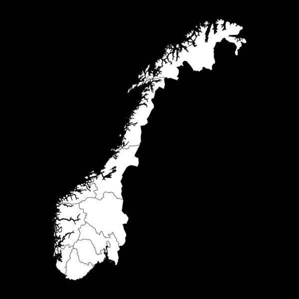 Norge Karta Med Län Vektorillustration — Stock vektor
