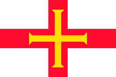 Guernsey bayrağı, resmi renkler ve oran. Vektör illüstrasyonu.