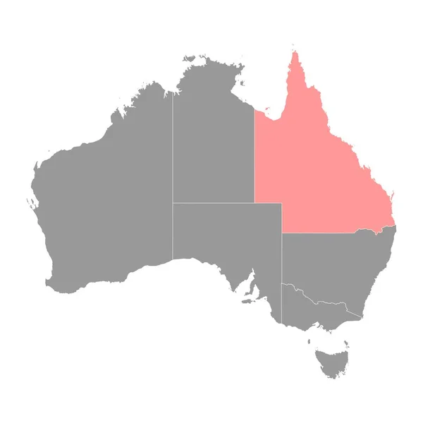 Queensland Map Estado Austrália Ilustração Vetorial —  Vetores de Stock