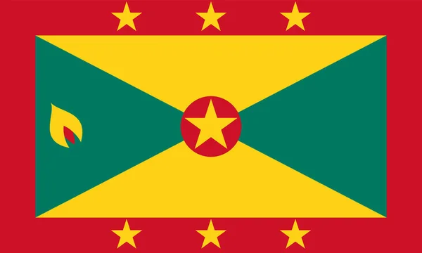 Grenada Flag Official Colors Proportion Vector Illustration —  Vetores de Stock