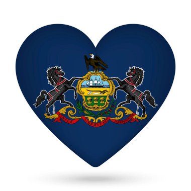 Pennsylvania bayrağı kalp şeklinde. Vektör illüstrasyonu.