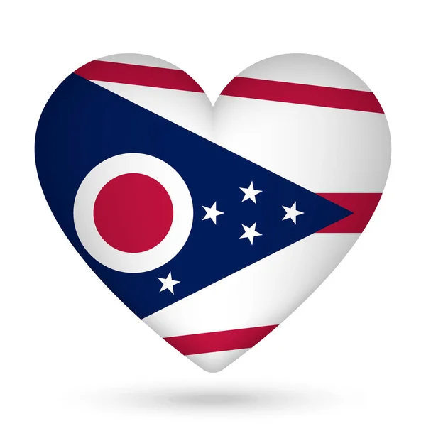 Bandeira Ohio Forma Coração Ilustração Vetorial — Vetor de Stock
