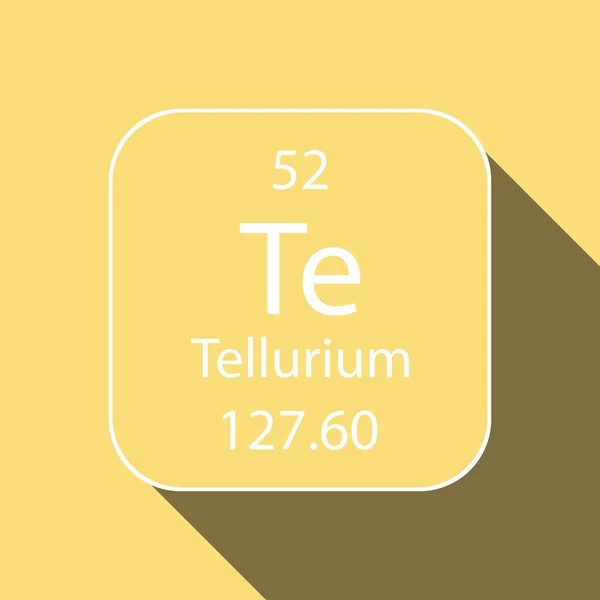 Simbol Telurium Dengan Desain Bayangan Panjang Unsur Kimia Dari Tabel - Stok Vektor