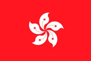Hong Kong bayrağı, resmi renkler ve orantı. Vektör illüstrasyonu.