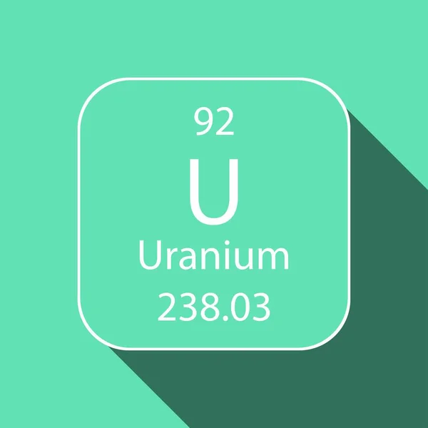 Uzun Gölge Desenli Uranyum Sembolü Periyodik Tablonun Kimyasal Elementi Vektör — Stok Vektör