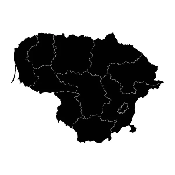 Litouwen Kaart Met Provincies Vectorillustratie — Stockvector