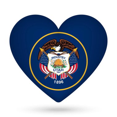 Utah bayrağı kalp şeklinde. Vektör illüstrasyonu.