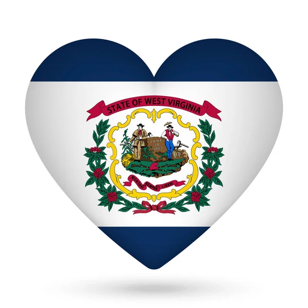 West Virginia Flag Heart Shape Vector Illustration — Stock Vector