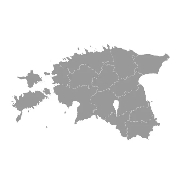 Γκρι Χάρτης Της Εσθονίας Διοικητικές Υποδιαιρέσεις Εικονογράφηση Διανύσματος — Διανυσματικό Αρχείο
