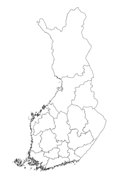 Finnland Karte Mit Regionen Vektorillustration — Stockvektor