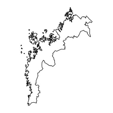 Ostrobothnia haritası, Finlandiya bölgesi. Vektör illüstrasyonu.