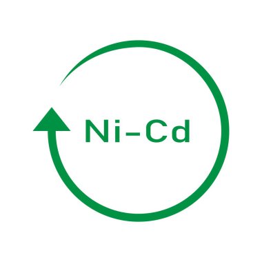Pil geri dönüşümü ni-cd, vektör illüstrasyonu, işaret.